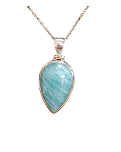 Amazonite tear Silver Necklace