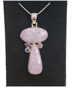 Kunzite, Amethyst Silver Necklace