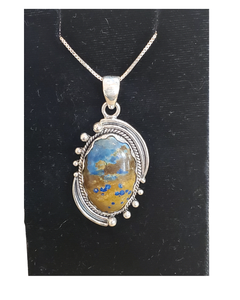 Azurite Oval Silver Necklace