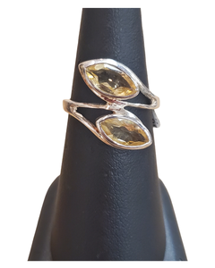 Citrine 2 marquis stone Silver Ring S7