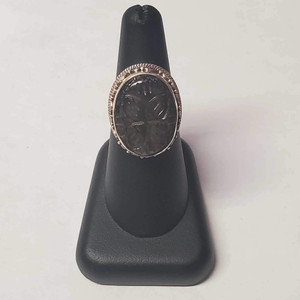 Carved Labradorite big oval Silver Ring S8