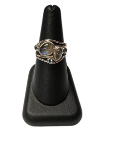 Labradorite 5 stone in band Silver Ring S9
