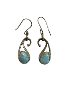 Larimar Tear Silver Earrings