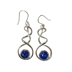 Tanzanite Circle in Loop Silver Earrings