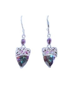 Mystic topaz Arrowhead with Amethyst Earrings