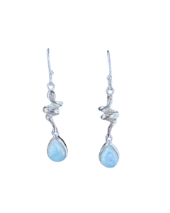 Larimar Tear Twist Silver Earrings