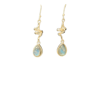 Labradorite Tear Twist Silver Earrings