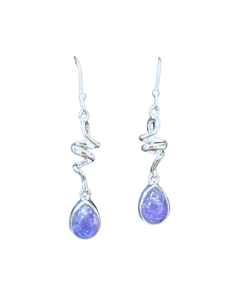 Tanzanite Tear Twist Silver Earrings