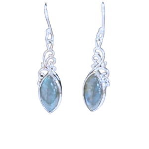 Labradorite Marquis Silver Earrings
