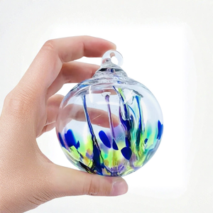 3in Aurora Blue, Purple & Yellow Glass Wish Ball