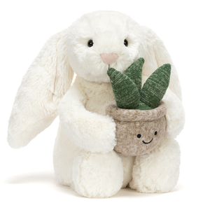 Cream Bunny with Plant