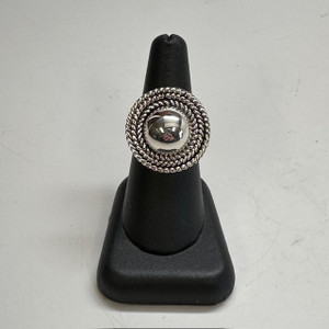 Silver Circle with Rope Outline 3 Ring Adjustable