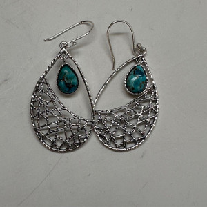 Copper Turquoise Tear basket weave Earrings