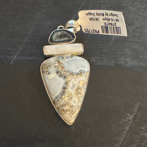 Coconut Druzy, Maligano Jasper, Moonstone Necklace