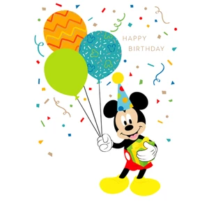 Mickey with Balloons Birthday Card