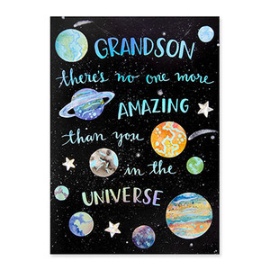 Grandson Planets and Universe Birthday Card
