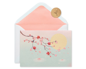 Cherry Branch in Moonlight Blank Card