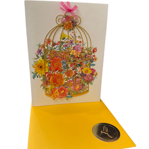 FSC Lasercut Floral Birdcage Blank Card
