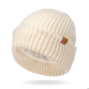 Juneau Waffle Knit Hat- Cream