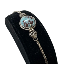 Larimar with Red Beining Bali Chain Bracelet
