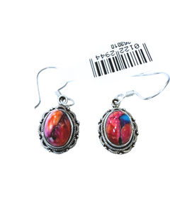 Cotton Candy Turquoise Pink Oval Detailed Outline Earrings