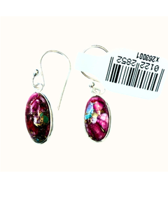 Cotton Candy Turquoise Pink Oval Earrings