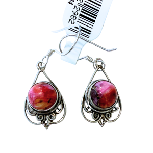 Cotton Candy Turquoise Pink Circle Scroll Drop Earrings