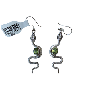 Peridot in Snake Silver Earrings
