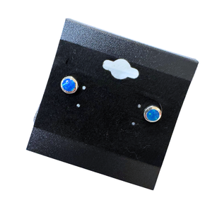 Crushed Blue Opal Silver Stud Earrings