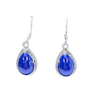 Lapis Tear Silver Earrings