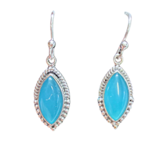 Chalcedony Marquis Silver Earrings