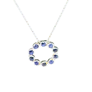 Sapphire 10 stone Circle Silver Necklace