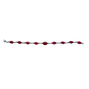 Red Coral Marquis Silver Bracelet