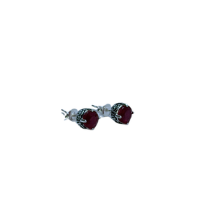 Ruby Facet Silver Stud Earrings