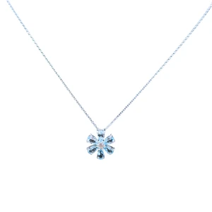 Sky Blue Topaz Flower Silver Necklace