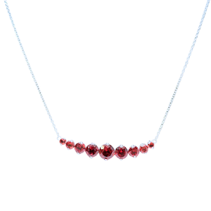 Garnet 7 Stone Silver Necklace