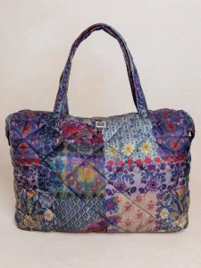 Puffy Weekender Bag - Blue Patchwork