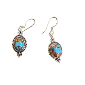 Cotton Candy Turquoise Blue Oval Outline Earrings