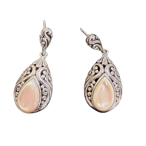 Mother of Pearl Pink Tear in Tear Post Earrings