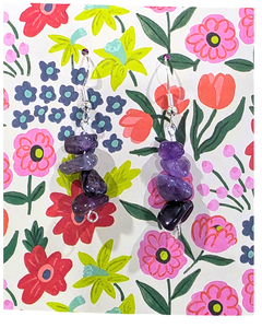 Chip Cluster - Amethyst Silver Earrings