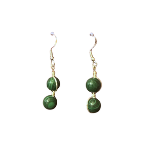 2 stone Malachite Silver Earrings