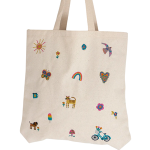 Embroidered Canvas Tote - Icons