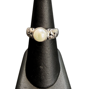 Pearl Round Silver Ring S8