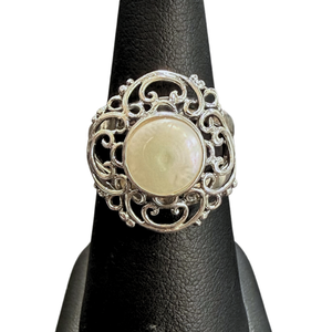 Fresh Water Pearl Round Silver Ring S8