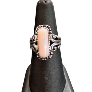 Pink Coral Silver Ring S8