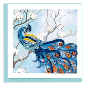 Peacock with White Flowers Card