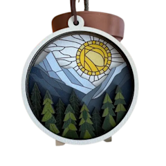 Sunrise Mountains Wood Ornament