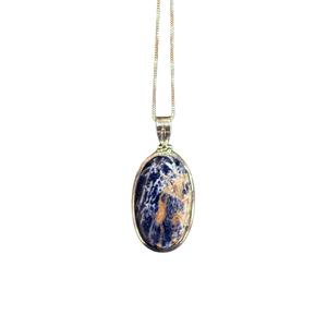 Sodalite Medium Oval Silver Necklace