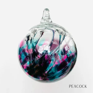 6in Peacock Purple & Teal Glass Wish Ball