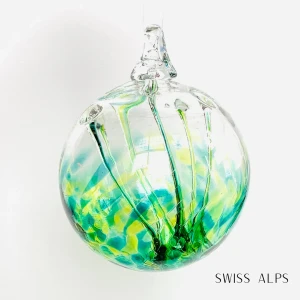 6in Swiss Alps Green Glass Wish Ball